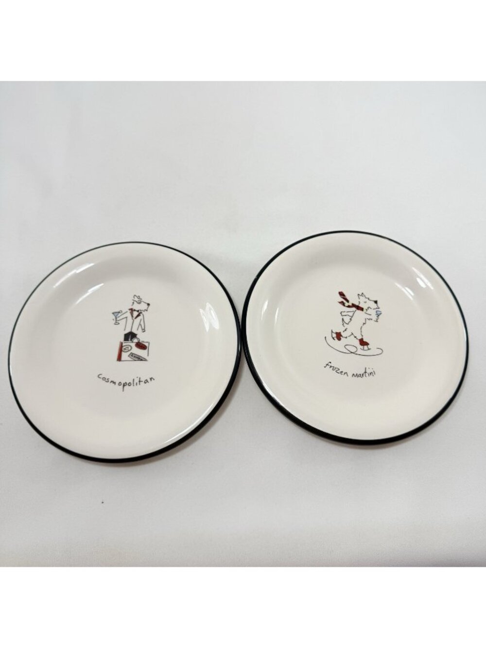 World Market Scottie Dog Salad Plate Dessert Cosmopolitan Frozen Martini Drink